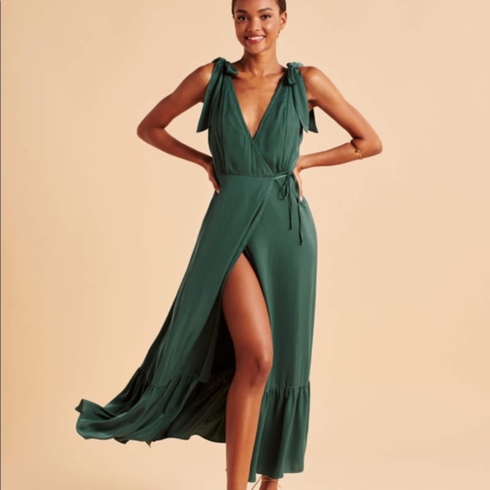 Abercrombie & Fitch Wrap Tie Shoulder Midi Dress